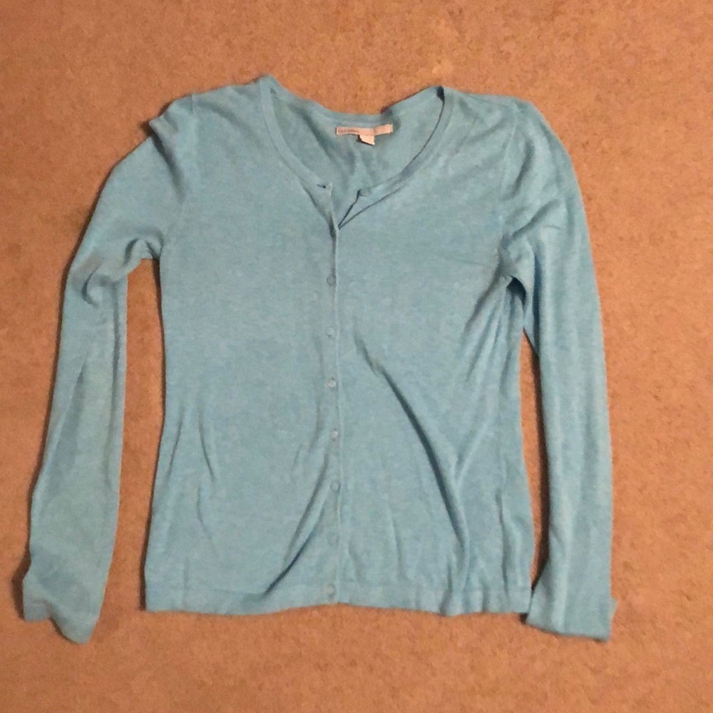 Plain blue cardigan